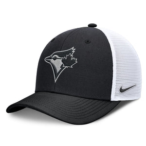 Nike Men's MLB Toronto Blue Jays Tonal Black Rise Trucker Hat Black