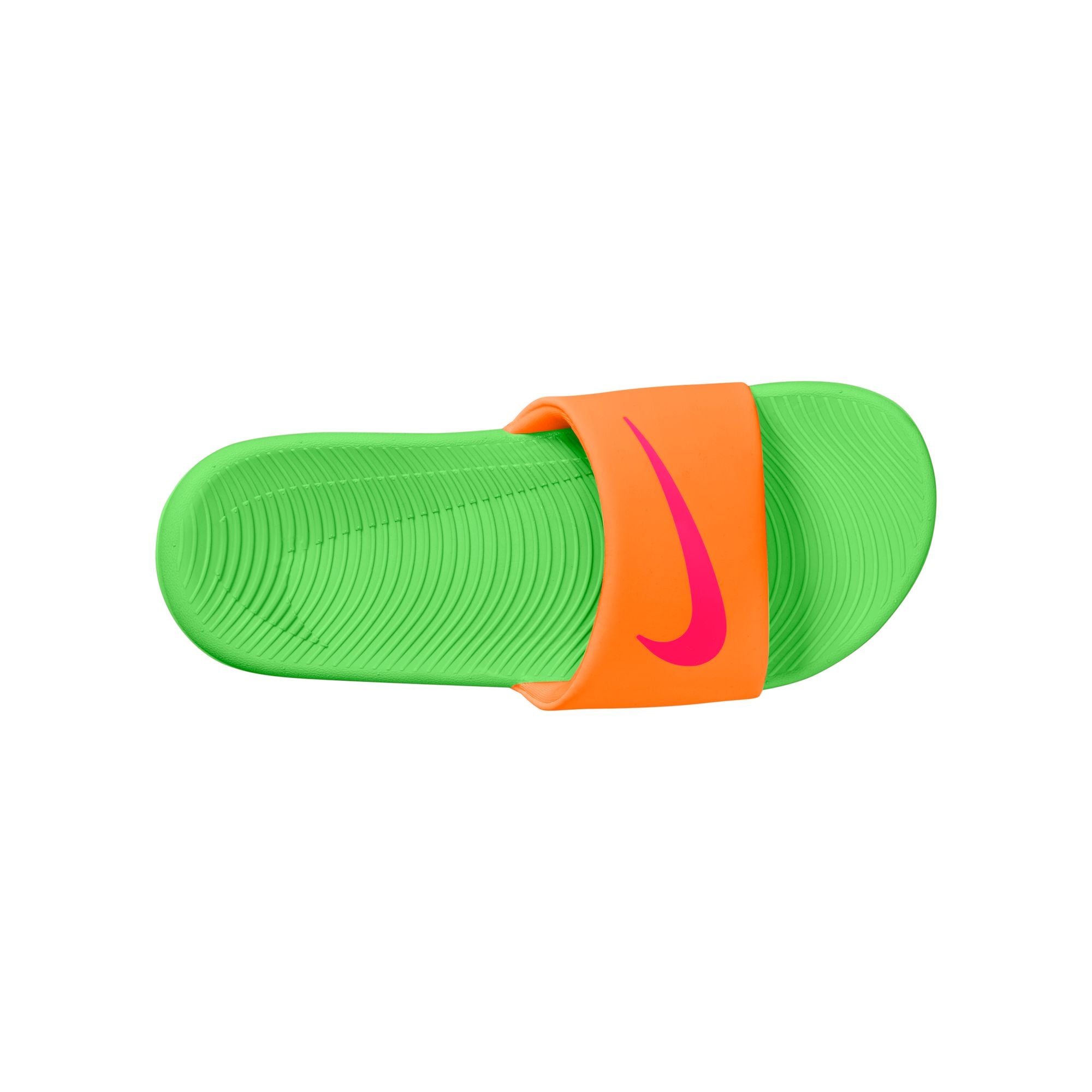 Nike Youth Kawa Slides TOTAL ORANGE/HYPER PINK-GREEN STRIKE
