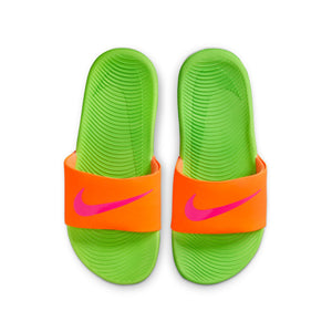 Nike Youth Kawa Slides TOTAL ORANGE/HYPER PINK-GREEN STRIKE
