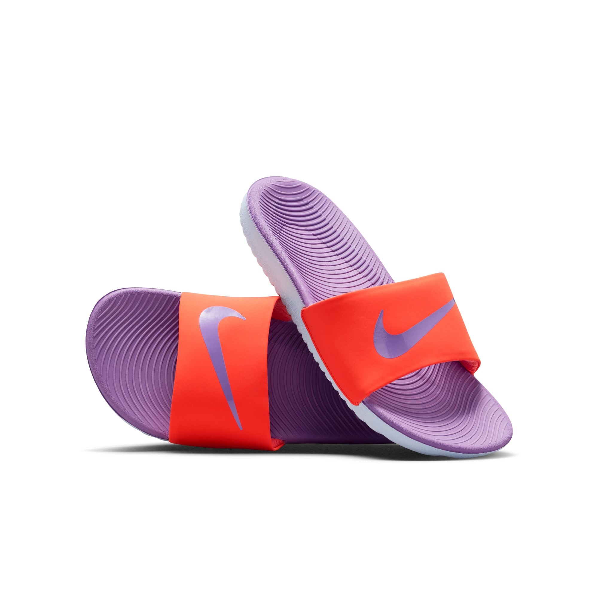 Nike Youth Kawa Slides TURF ORANGE/BRIGHT VIOLET-BLUE TINT
