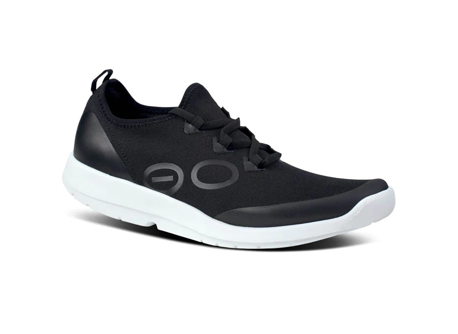OOFOS Men's OOMG Sport Lace Shoe Black/White