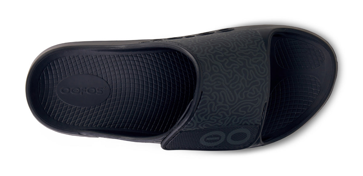 OOFOS OOahh Sport Flex Unisex Slide Black Labyrinth