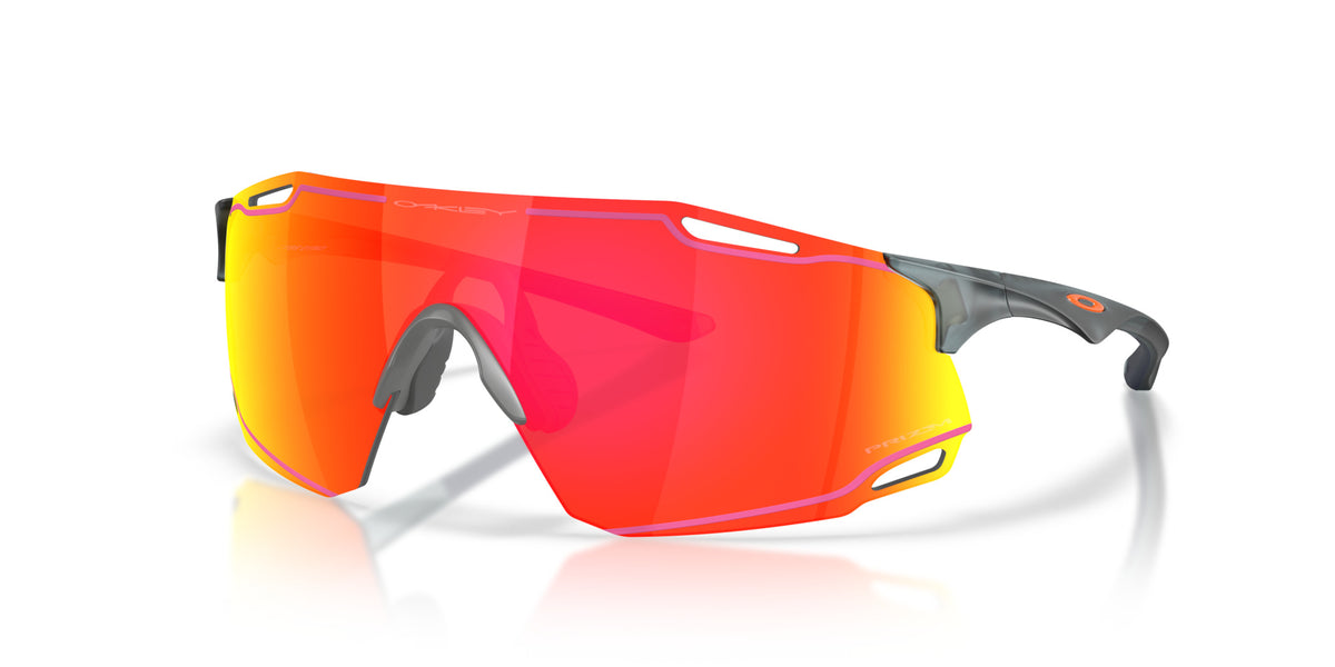 Oakley Cybr Dyno Sunglasses Matte Crystal Black/Prizm Ruby w/ Red Print
