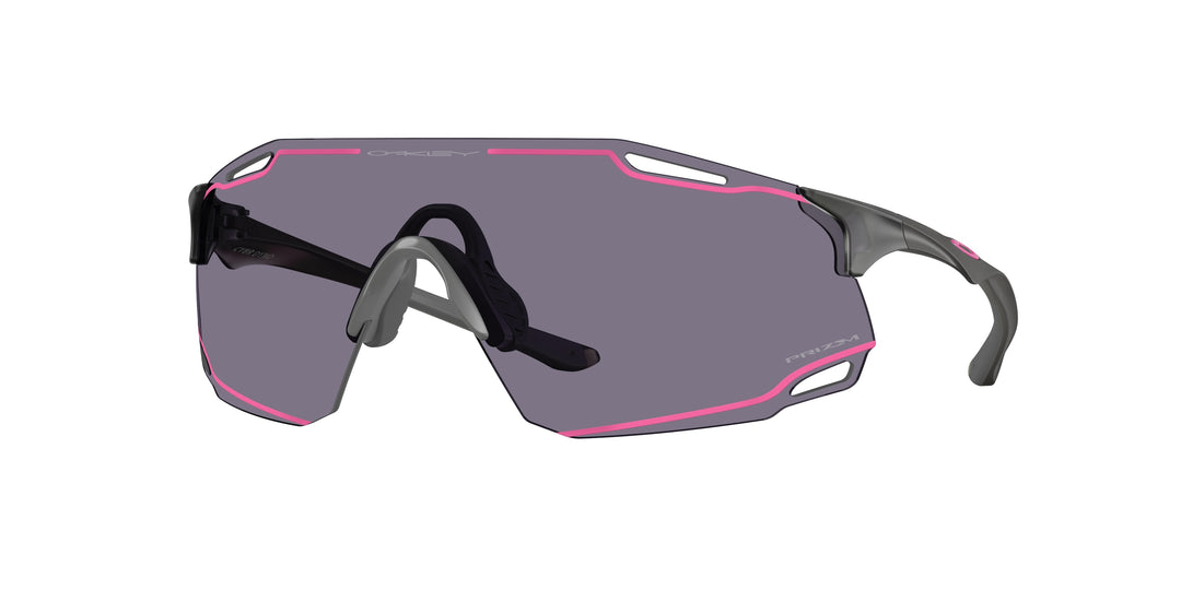 Oakley Cybr Dyno Sunglasses Matte Grey Smoke/Prizm Grey w/ Pink Print
