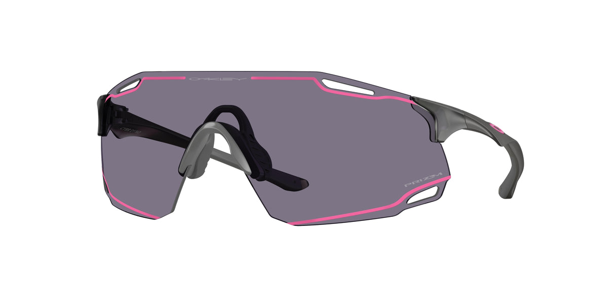 Oakley Cybr Dyno Sunglasses Matte Grey Smoke/Prizm Grey w/ Pink Print
