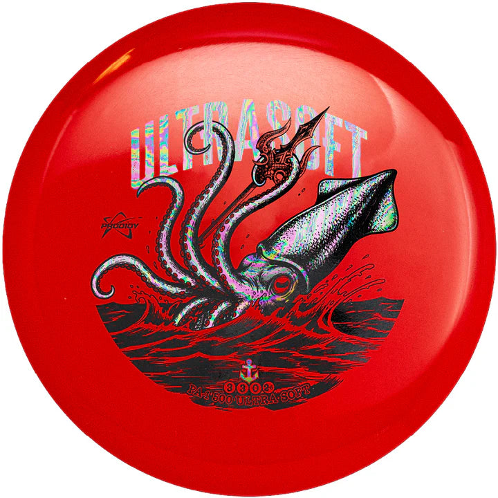 Prodigy PA-1 500 Ultra Soft Plastic Tidal Tyrant Stamp Putt and Approach Golf Disc red