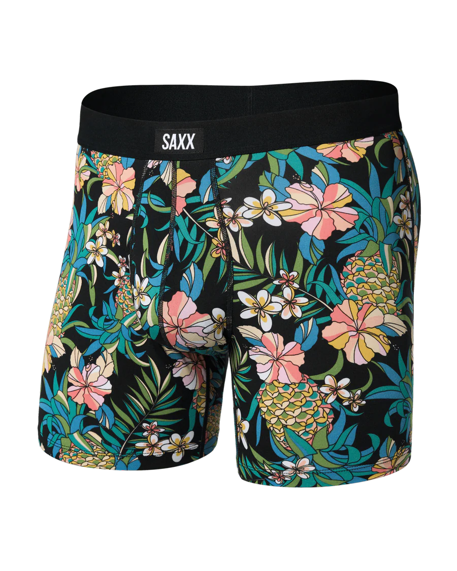 SAXX Men's Daytripper Boxer Briefs PINEAPPLE FIELD-BLACK
