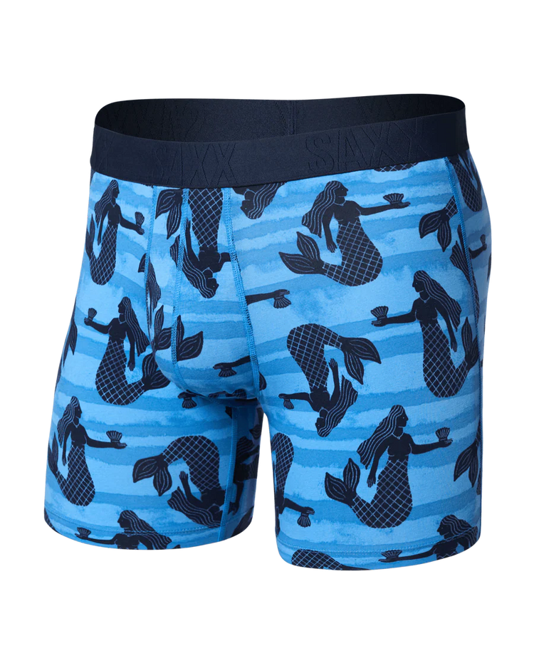 SAXX Men's Droptemp Cooling Cotton Boxer Briefs LA SIRENA-BLUE
