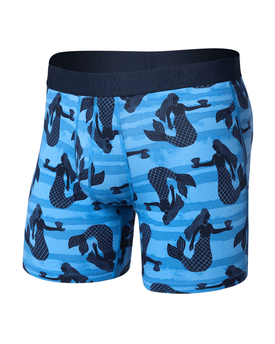 SAXX Men's Droptemp Cooling Cotton Boxer Briefs LA SIRENA-BLUE
