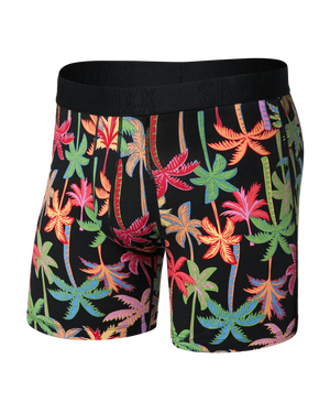 SAXX Men's Droptemp Cooling Cotton Boxer Briefs MIXED PALMS-BLACK
