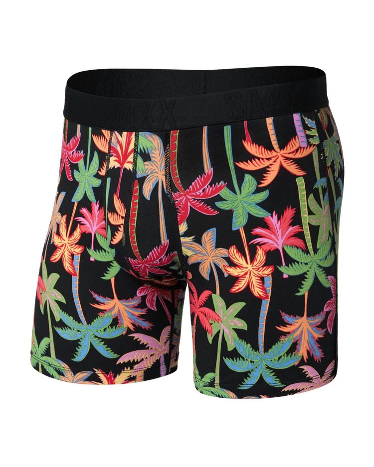 SAXX Men's Droptemp Cooling Cotton Boxer Briefs MIXED PALMS-BLACK
