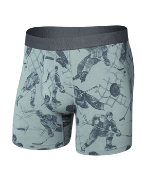 SAXX Men's Droptemp Cooling Cotton Boxer Briefs OFF THE BOARDS- SILVER PINE
