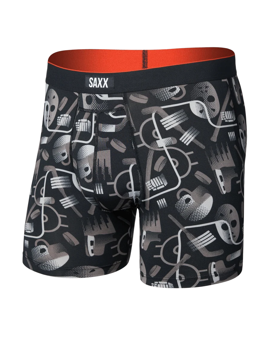 SAXX Men's Multi Sport Mesh Boxer Briefs HOCKEY CONDUIT-BLACK
