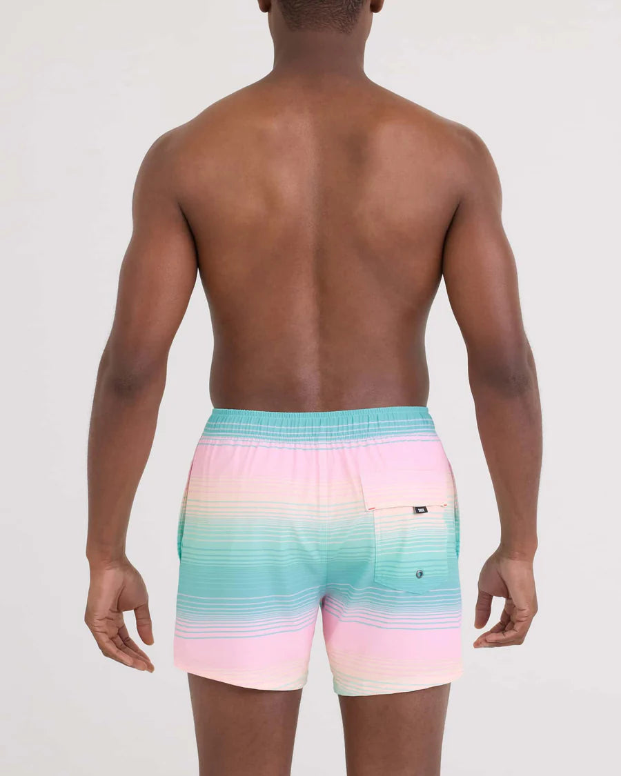 SAXX Men's Oh Buoy 2-in-1 5" Volley Swim Short  HAZY STRIPE-AQUA
