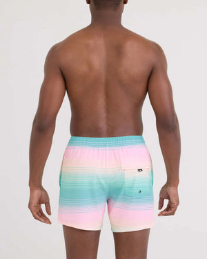 SAXX Men's Oh Buoy 2-in-1 5" Volley Swim Short  HAZY STRIPE-AQUA
