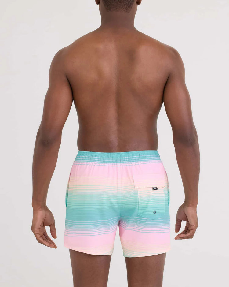 SAXX Men's Oh Buoy 2-in-1 5" Volley Swim Short  HAZY STRIPE-AQUA
