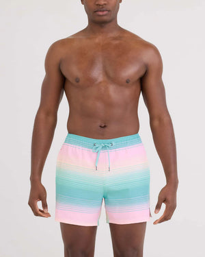 SAXX Men's Oh Buoy 2-in-1 5" Volley Swim Short  HAZY STRIPE-AQUA
