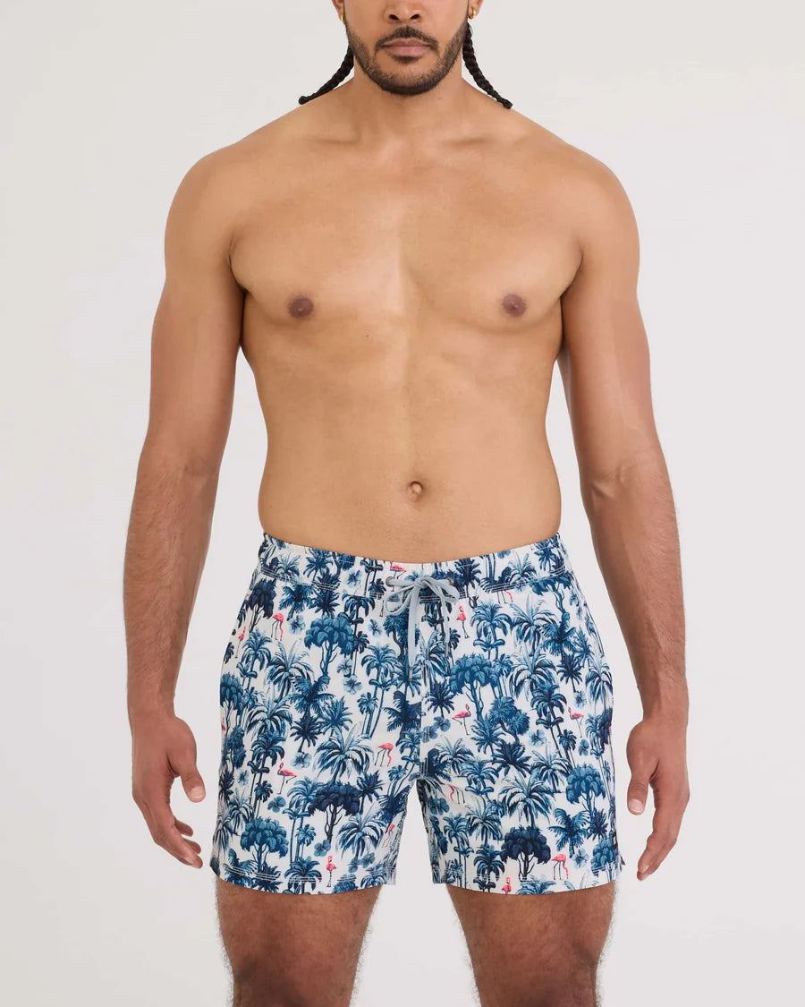 SAXX Men's Oh Buoy 2-in-1 5" Volley Swim Short  PALM MIX-WHITE SAND

