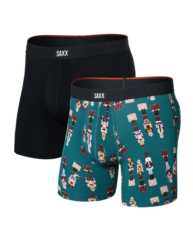 SAXX Men's Vibe Boxer Briefs 2-Pack NUTCRACKER 25/BLACK
