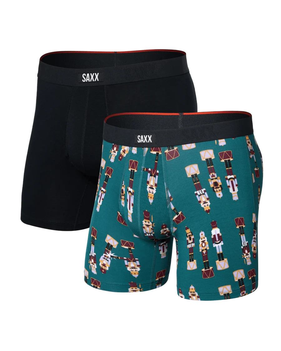 SAXX Men's Vibe Boxer Briefs 2-Pack NUTCRACKER 25/BLACK
