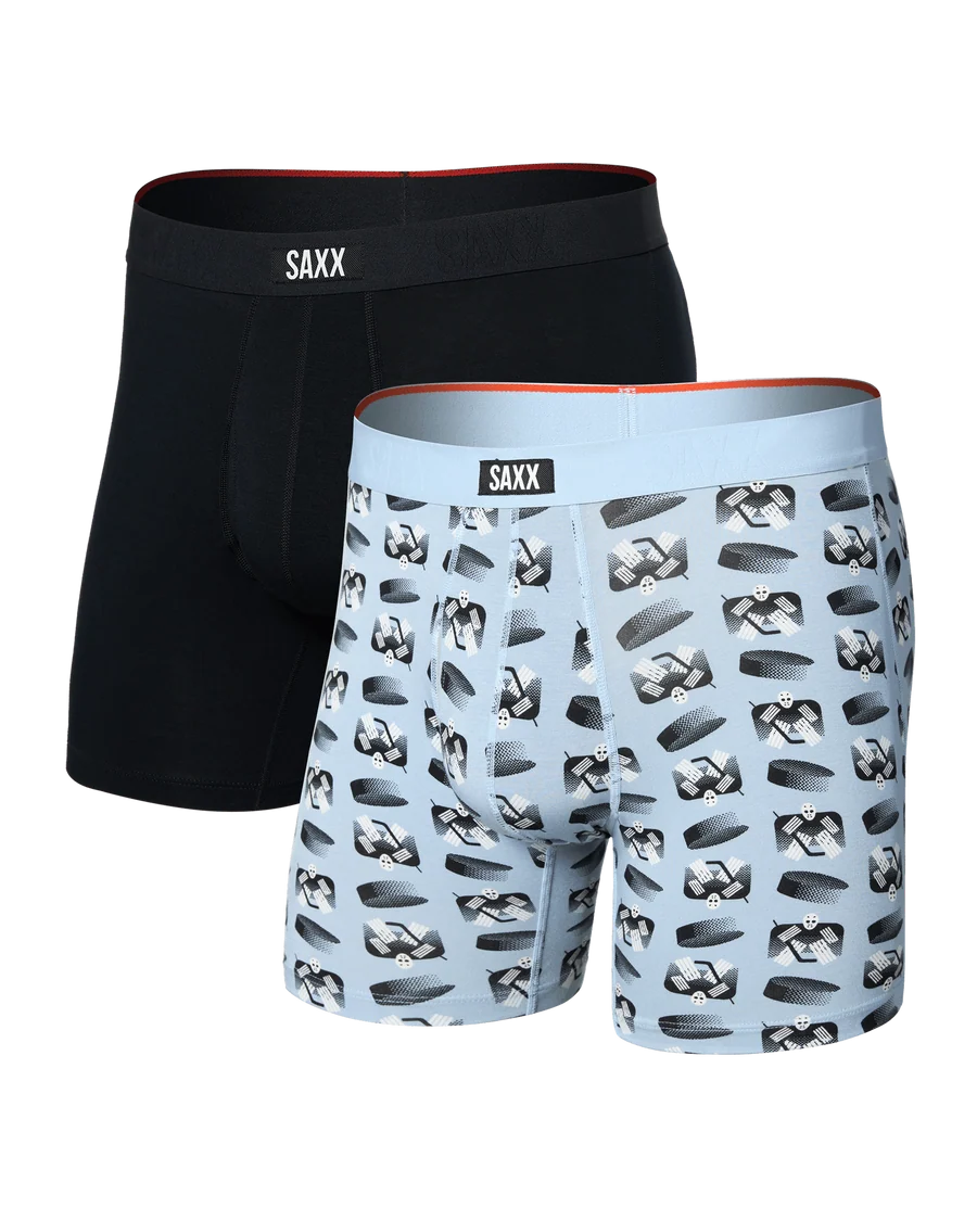 SAXX Men's Vibe Boxer Briefs 2-Pack PUCK STOPPER/BLACK

