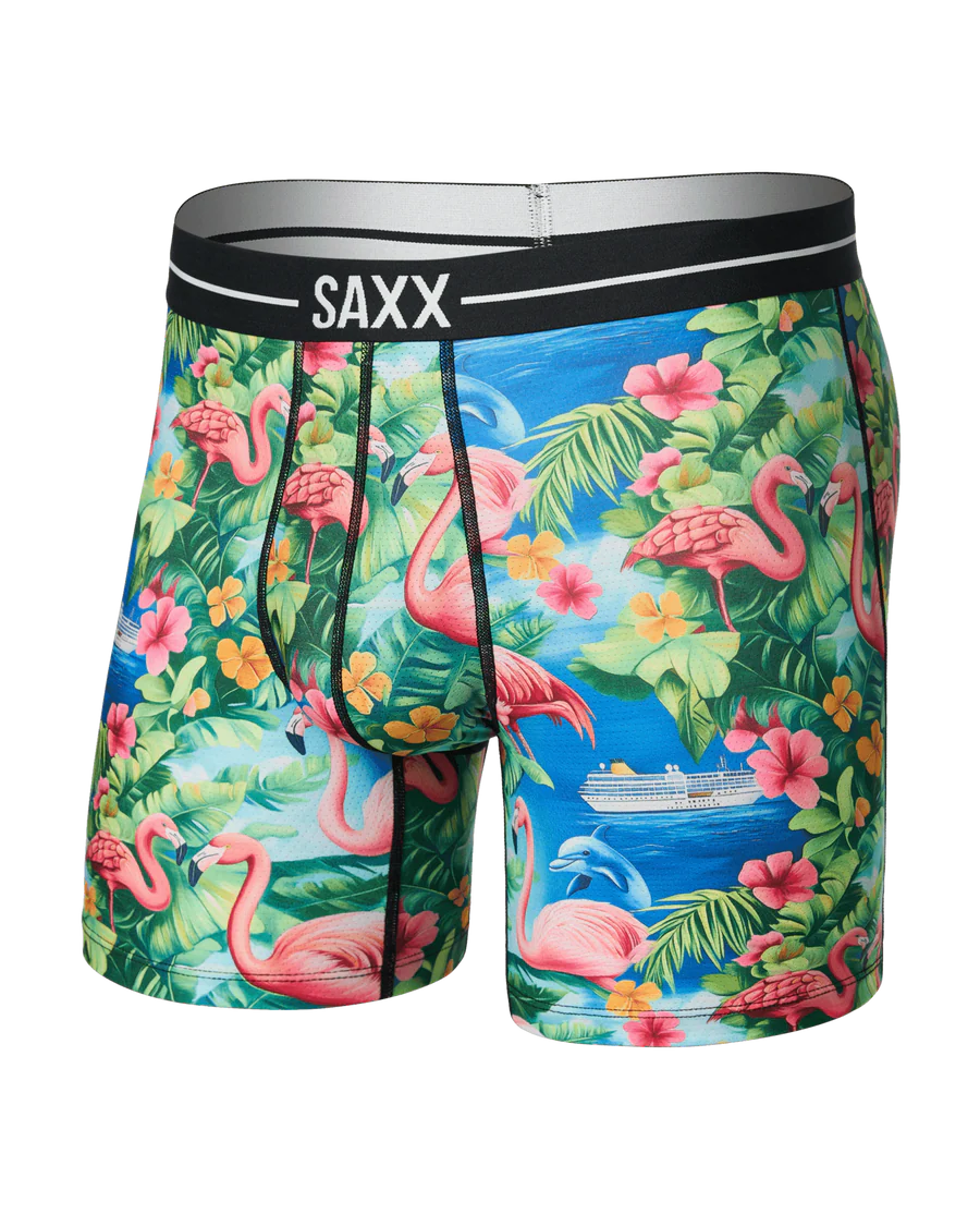SAXX Men's Volt Boxer Briefs FLAMINGO BAY-MULTI
