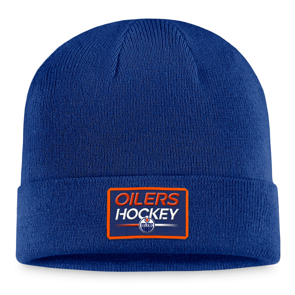 Shop Fanatics Men's NHL Edmonton Oilers 2023 AP Cuffed Knit Toque Blue Edmonton Canada Store