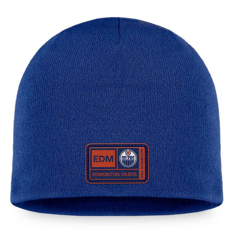 Shop Fanatics Men's NHL Edmonton Oilers 2023 Training Beanie Knit Royal Edmonton Canada Store