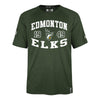 Shop New Era Men's CFL Edmonton Elks Prosper Arch Performance T-Shirt Green Edmonton Canada Store