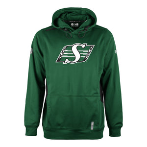 Shop New Era Men's CFL Saskatchewan Roughriders Clutch Performance Hood Green Edmonton Canada Store