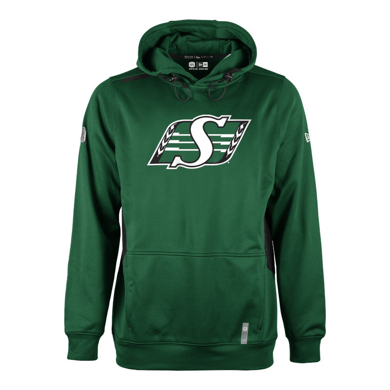 Shop New Era Men's CFL Saskatchewan Roughriders Clutch Performance Hood Green Edmonton Canada Store