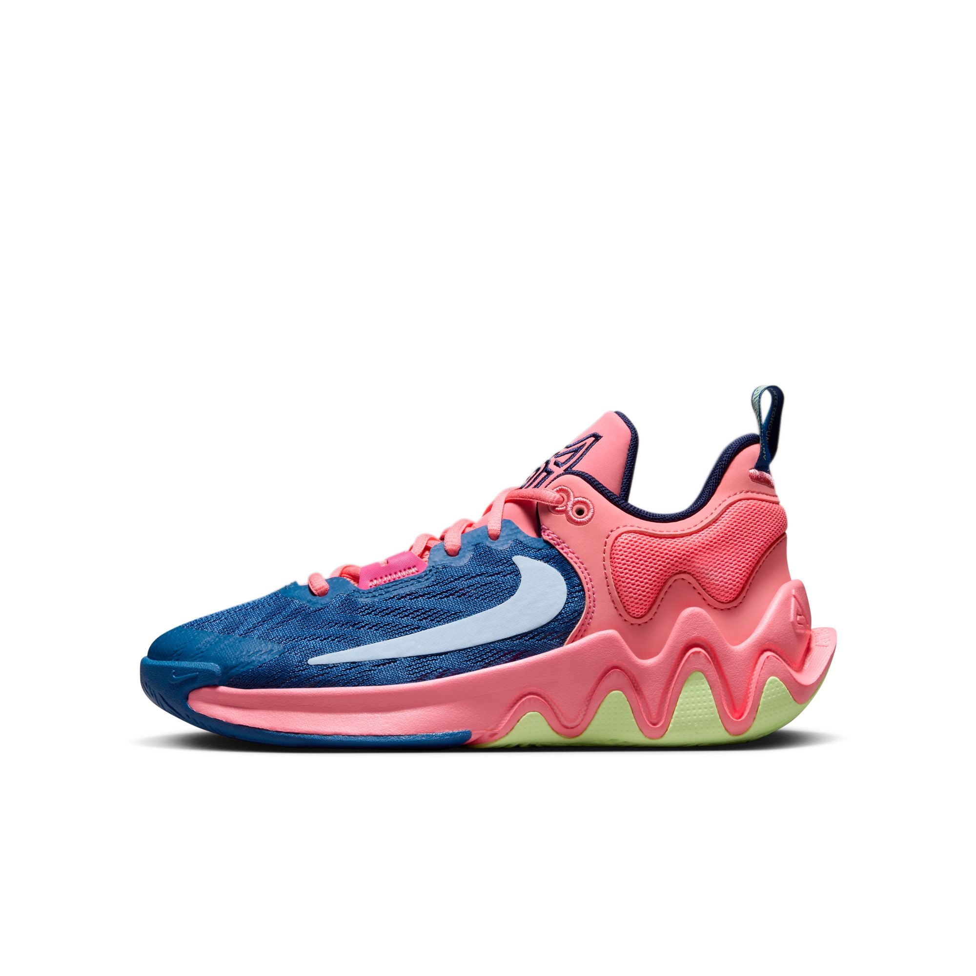 Pink and blue basketball on sale shoes