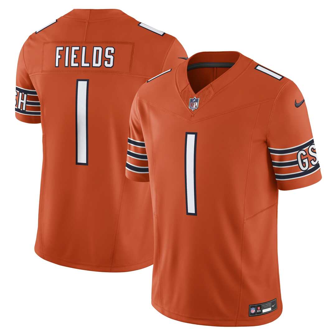 Justin Fields Chicago Bears Nike Orange Alternate Game Jersey