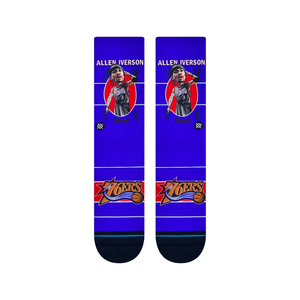 Stance Men's NBA Philadelphia 76ers Allen Iverson Retro Bighead Socks