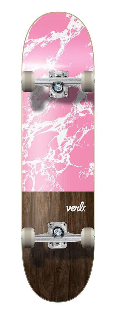 The Verb Marble Dip Complete Skateboard 7.75" Pink/Blue