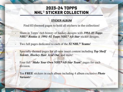 NHL 2023-24 Topps Sticker Collection Box | 50 Packs