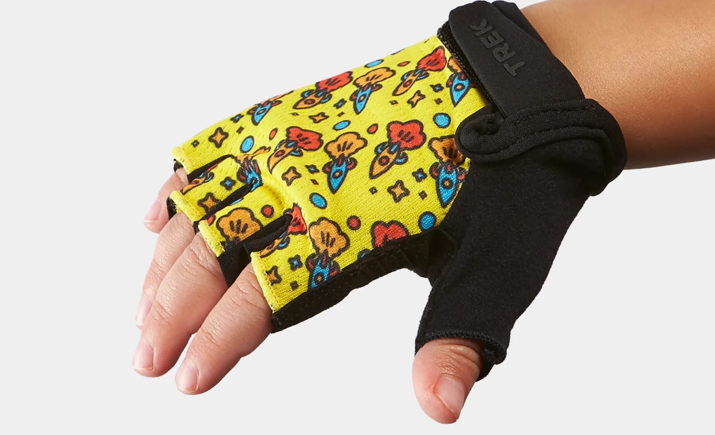 Trek Kids' Unisex Half Finger Bike Glove Yellow  Rocket Ships