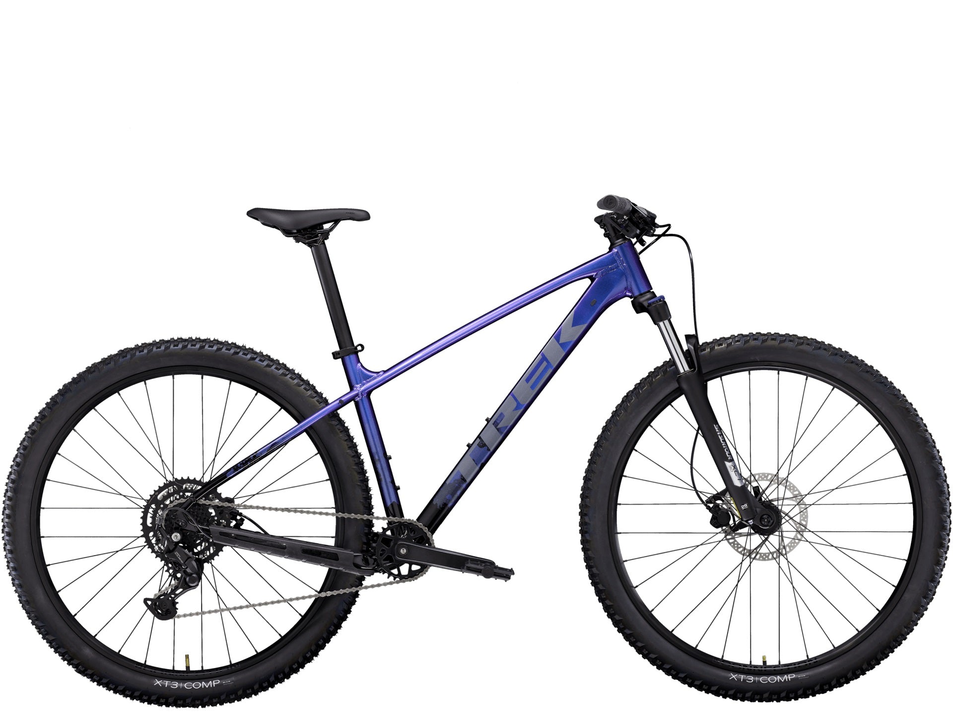 Trek Marlin 5 (Gen 3) Hardtail Mountain Bike 2025 Purple flip to Trek Black fade