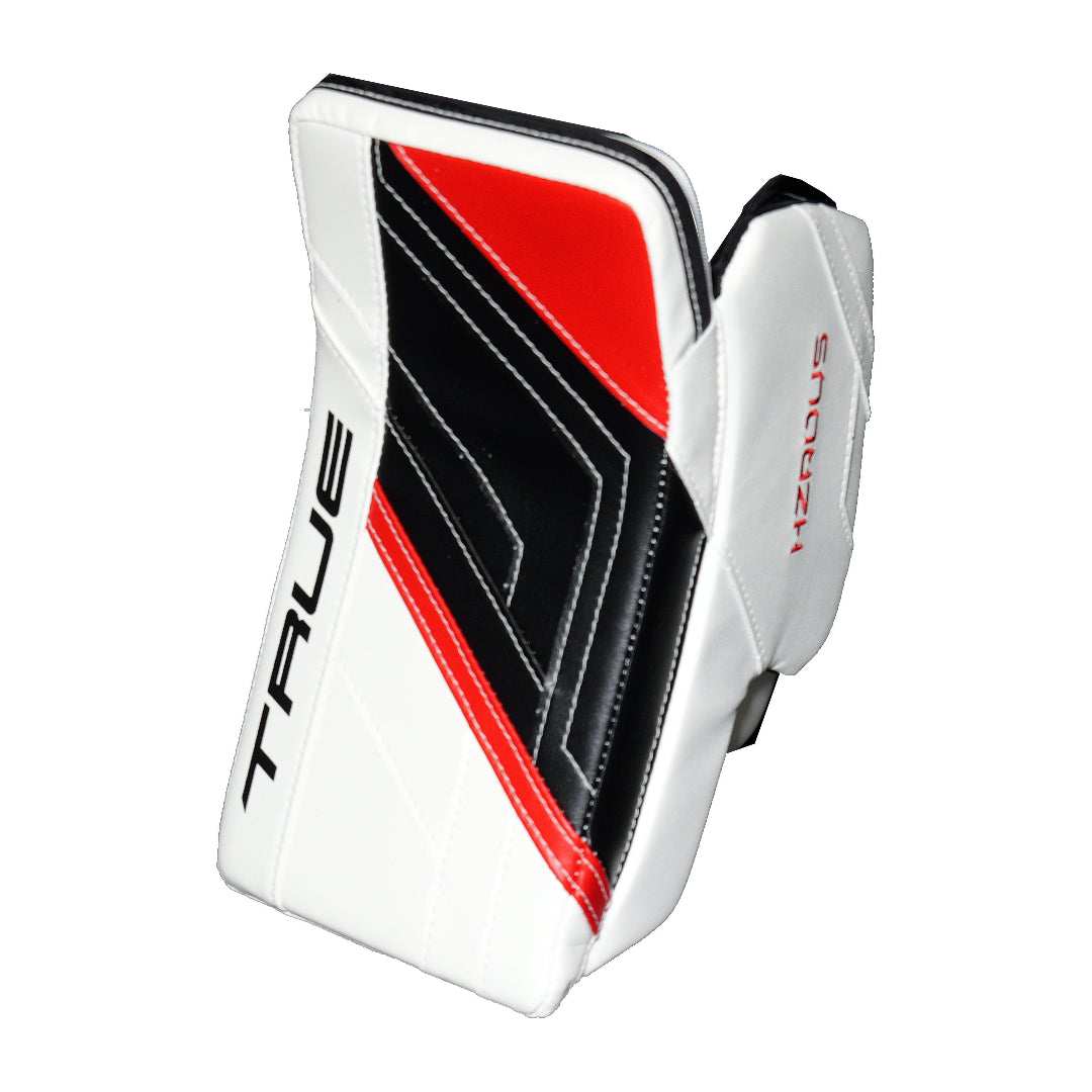 True Lefevre Senior HZRDUS PX4 Hockey Goalie Blocker White Black Red