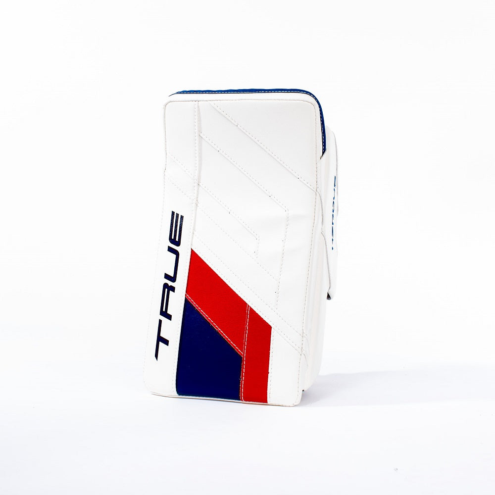 True Lefevre Senior HZRDUS PX4 Hockey Goalie Blocker White Royal Red