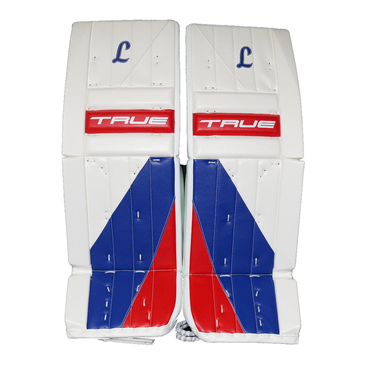 True Senior HZRDUS PX4-L95 Hockey Goalie Pad White/Royal/Red