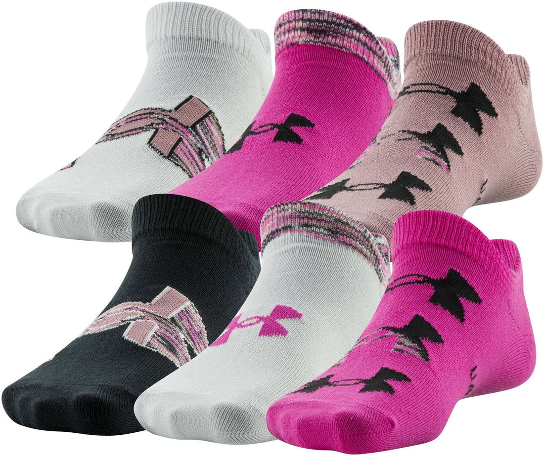 Shop Under Armour Girls Essential No Show Sock 6-Pack Medium Blue Multi Edmonton Canada Store