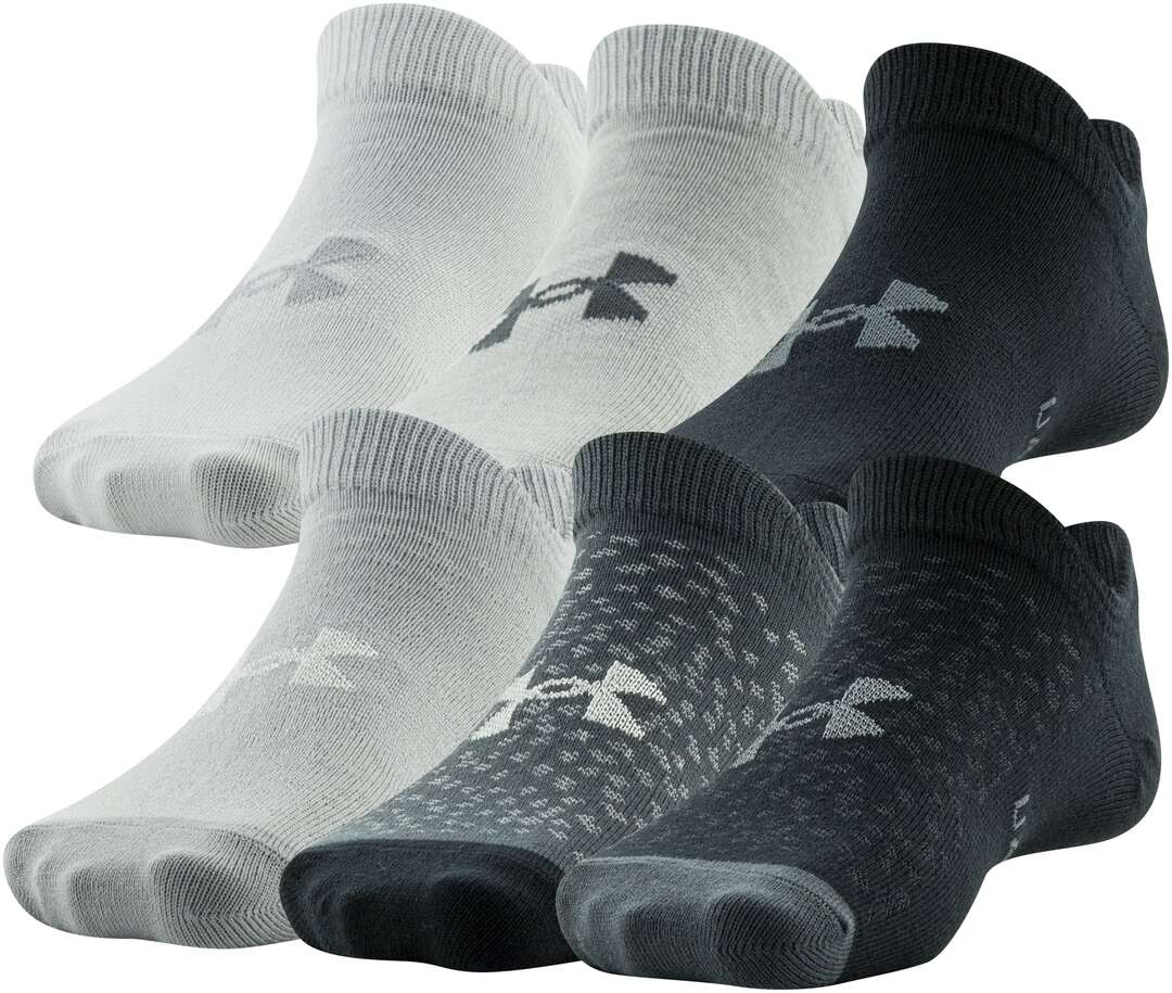 Under Armour Girls Essential No Show Sock 6-Pack  Black Multi