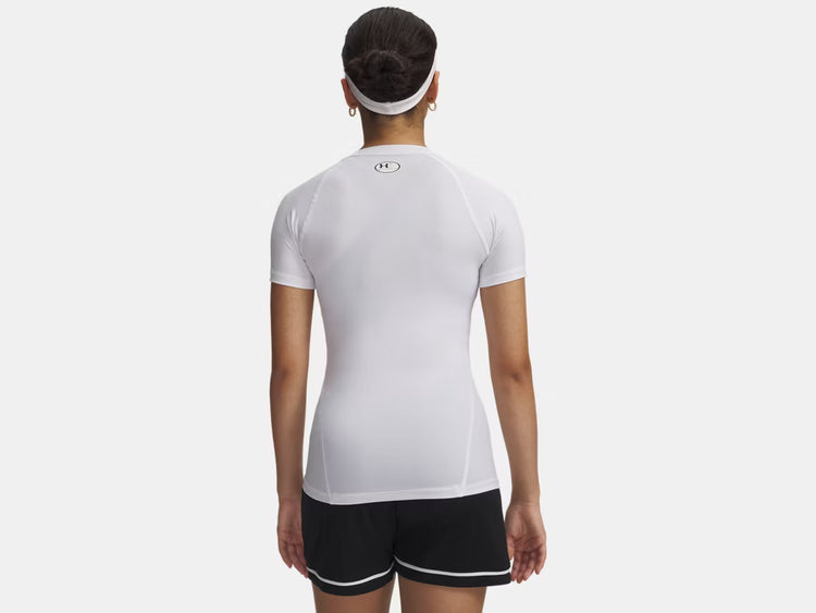 Under Armour Women's Heatgear Compression Short Sleeve Shirt White/Grey
