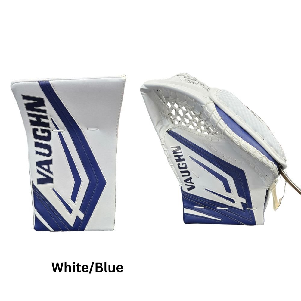 Vaughn Senior Velocity VX1 Pro Carbon Hockey Goalie Trapper+Blocker White Blue
