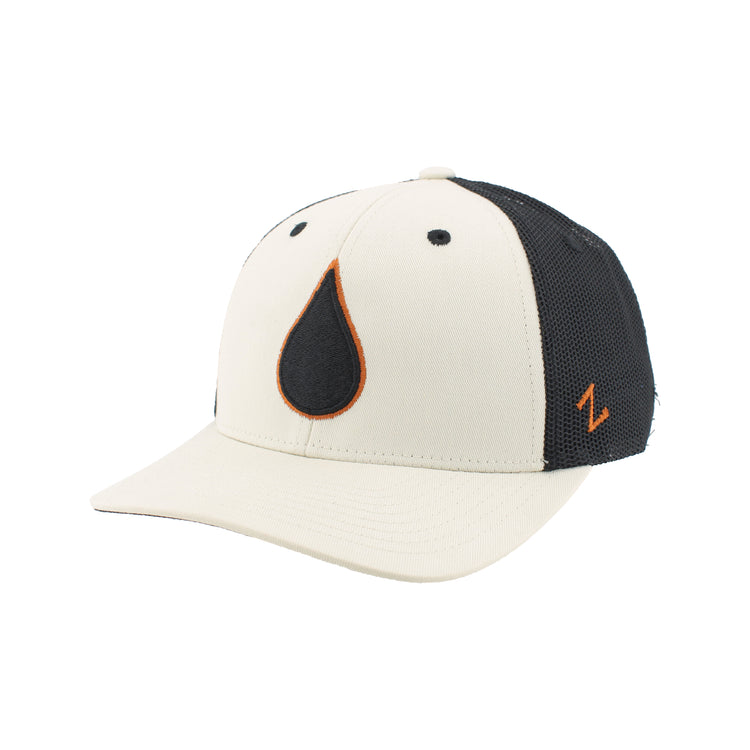 Zephyr Men's NHL Oil Drop Mesh Snapback Hat Ivory/Burnt Orange
