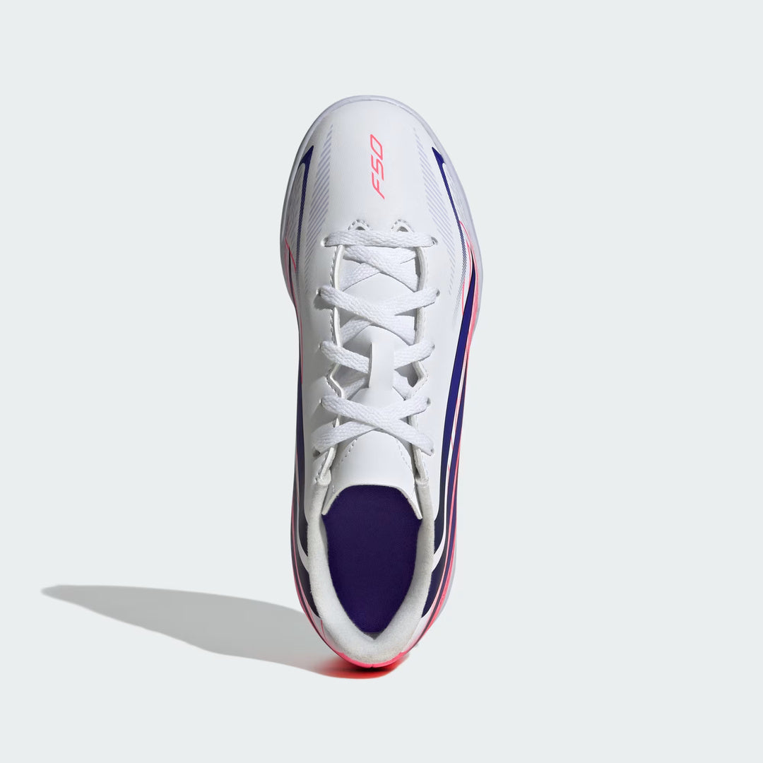 adidas Junior F50 Hyperfast Club Indoor Soccer Shoes white/pink/purple