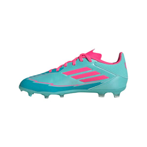 adidas Junior F50 Messi IH0931 League FG Soccer Cleats aqua pink cyan blue