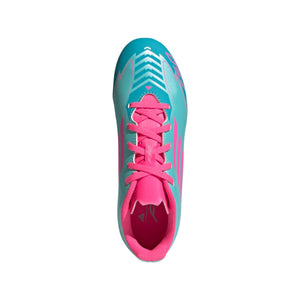 adidas Junior F50 Messi IH0932 Club FG Soccer Cleats aqua pink cyan blue