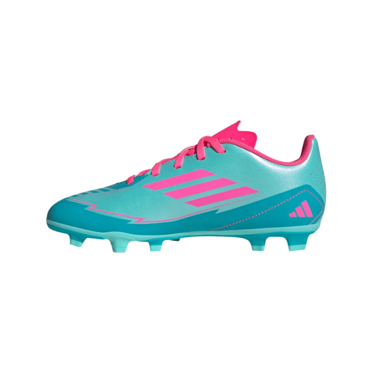 adidas Junior F50 Messi IH0932 Club FG Soccer Cleats aqua pink cyan blue